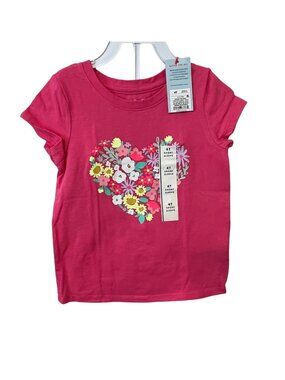 Cat & Jack Set of Heart Floral Short Sleeve Tee with Light Blue Denim Shorts 4T